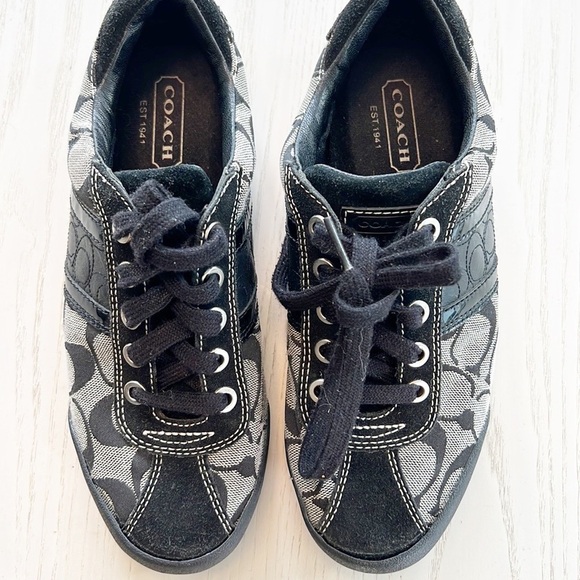 Coach Meaghan Signature Logo Sneakers Black Size 6.5 - Picture 8 of 12